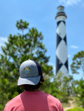 Load image into Gallery viewer, Follow the Light - Heather Grey/Black Twill Snapback Tucker Hat
